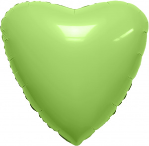 Шар фольгированный сердце 19"(48 см) цвет  Фисташка, Сатин,1 шт