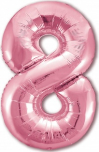 Шар фольгированный Цифра "8" размер 40"(102 см) розовый фламинго 1 шт