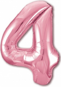 Шар фольгированный Цифра "4" размер 40"(102 см) розовый фламинго 1 шт