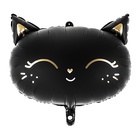 Шар фигура фольгированная 19"(48 см) Кошка голова Black  1 шт