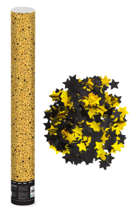 Пневмохлопушка (40/100 см), Звездный фейерверк, Металлизированные звезды, Черный/Золото, 1 шт.