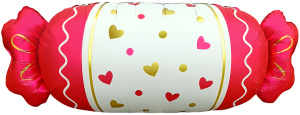 Шар (34''/86 см) Фигура, Конфета, Сердечки, Красный, Сатин, 1 шт. в уп., 27273P