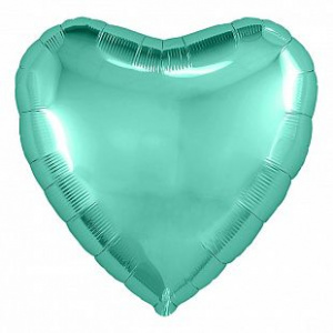 Шар фольгированный сердце 9"(23 см) цвет бискайский зеленый с клапаном 1 шт