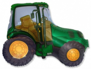Шар фигура фольгированная 37"(94 см) Трактор  зеленый FM 1 шт