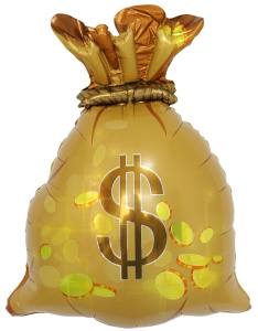 Шар (33''/84 см) Фигура, Денежный мешок, 1 шт., 27029