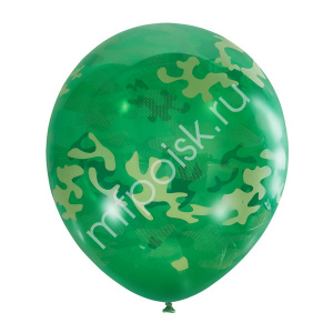 Воздушные шары 12"(30 см) декоратор 5 ст. рис.Миллитари 25 шт