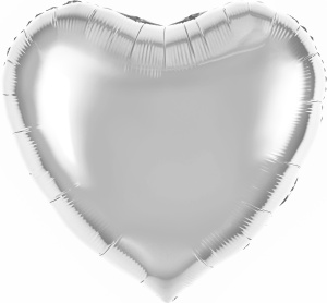 Шар (63''/160 см) Сердце, Серебро, Металлик, 1 шт. в уп., 27333