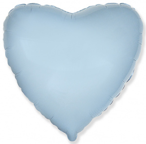 Шар фольгированный сердце 32"(78см) цвет голубой 1 шт